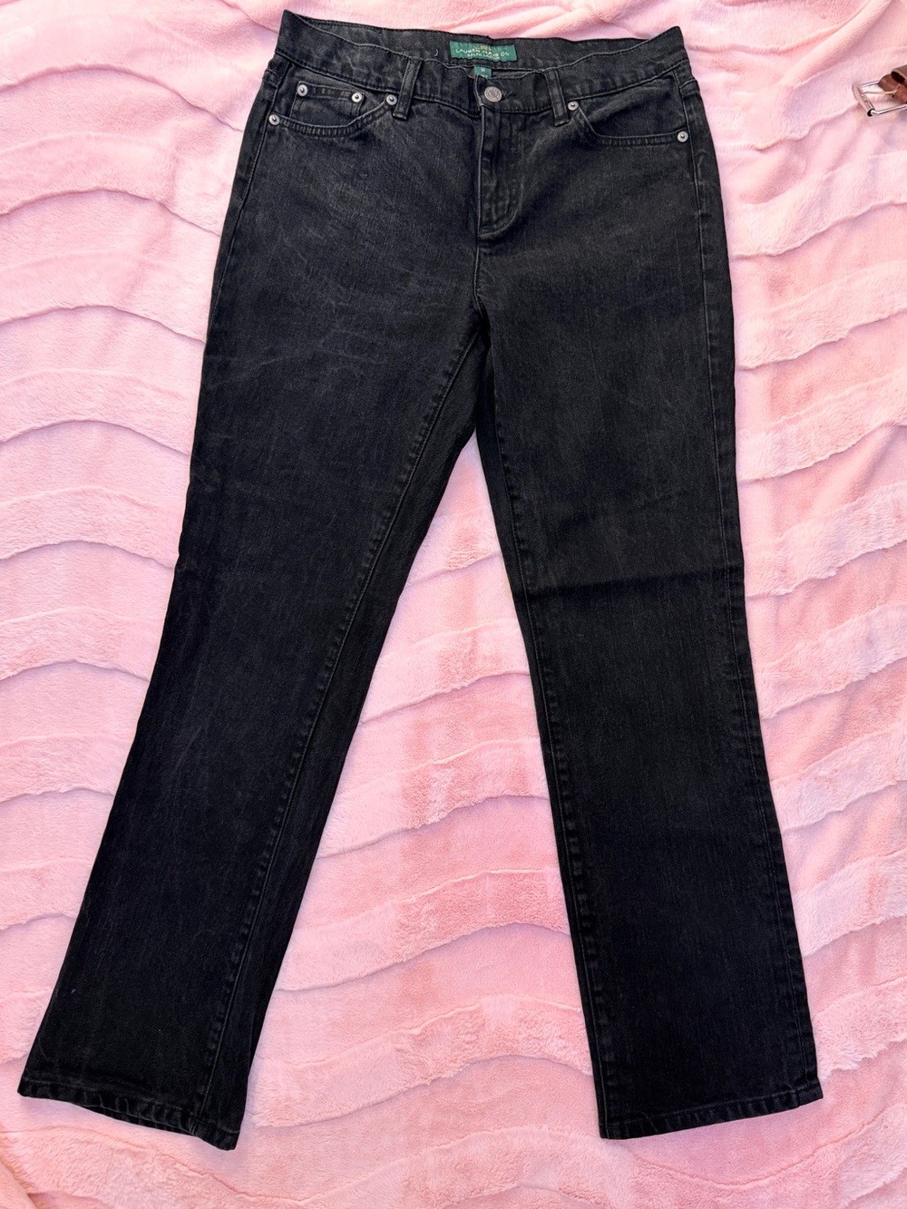 Lauren Jeans Co Ralph Lauren Black Wash Straight Leg Jeans Y2K Mid Rise Sz 10